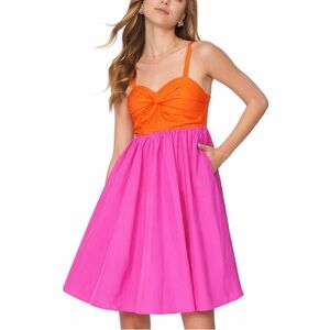 Kate Spade Twist Bodice Pink & Orange Colorblock Dress - Size 4